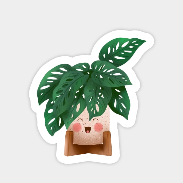 Cute Plant Illustration, Monstera Adansonii 3 Sticker by gusstvaraonica